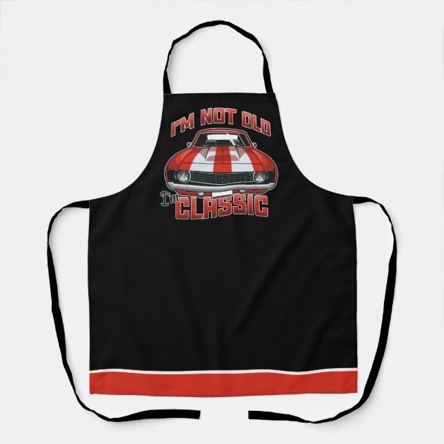 I'm Not Old I'm Classic - Retro Red Muscle Car Apron (Front)