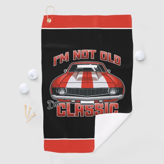 I'm Not Old I'm Classic - Retro Red Muscle Car Golf Towel (InSitu)