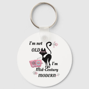 Im Not Old Im Mid-century Modern Retro Cat & R Key Ring