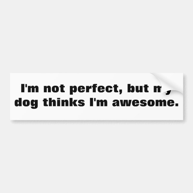 I'm not perfect, but my dog thinks I'm awesome. Bumper Sticker (Front)