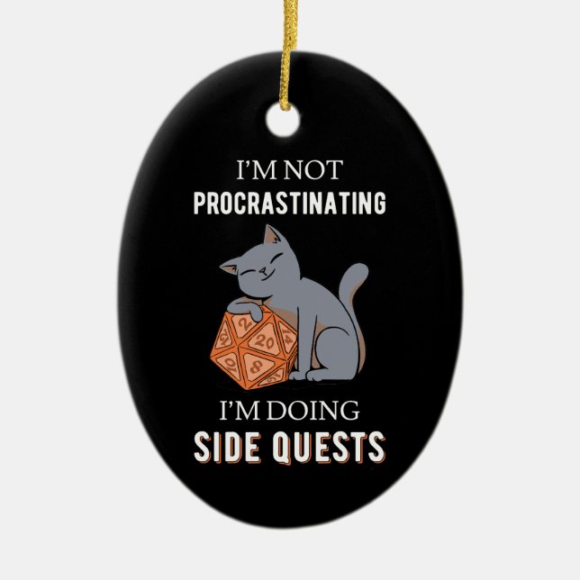 I'm Not Procrastinating I'm Doing Side Quests III Ceramic Tree Decoration (Front)