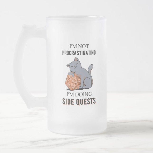 I'm Not Procrastinating I'm Doing Side Quests III Frosted Glass Beer Mug (Left)