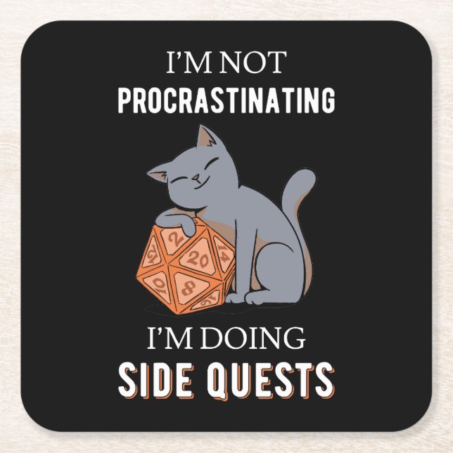 I'm Not Procrastinating I'm Doing Side Quests III Square Paper Coaster (Front)