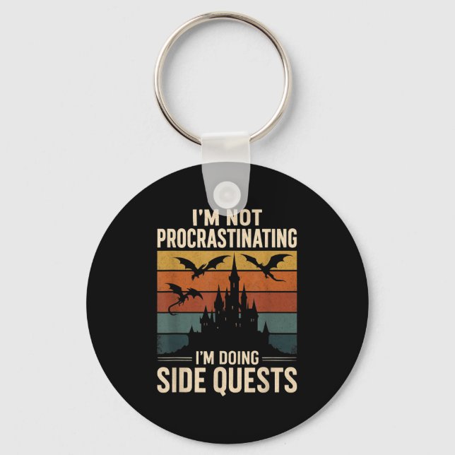 I'm Not Procrastinating I'm Doing Side Quests Retr Key Ring (Front)