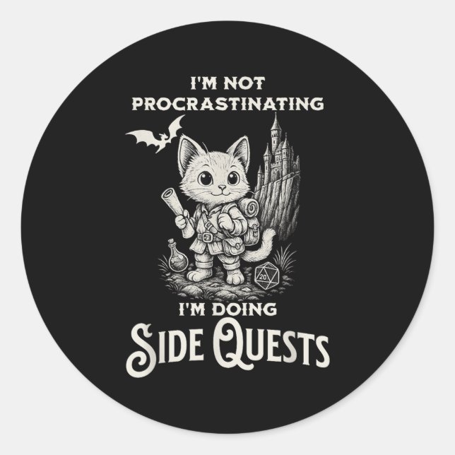 I'm Not Procrastinating I'm Doing Side Quests Rpg  Classic Round Sticker (Front)