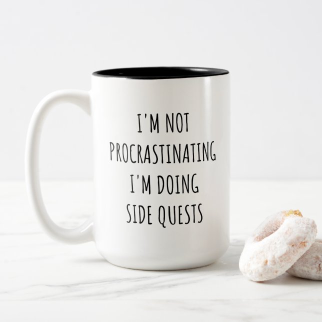 I'm Not Procrastinating, I'm doing Side Quests Two Two-Tone Coffee Mug (With Donut)
