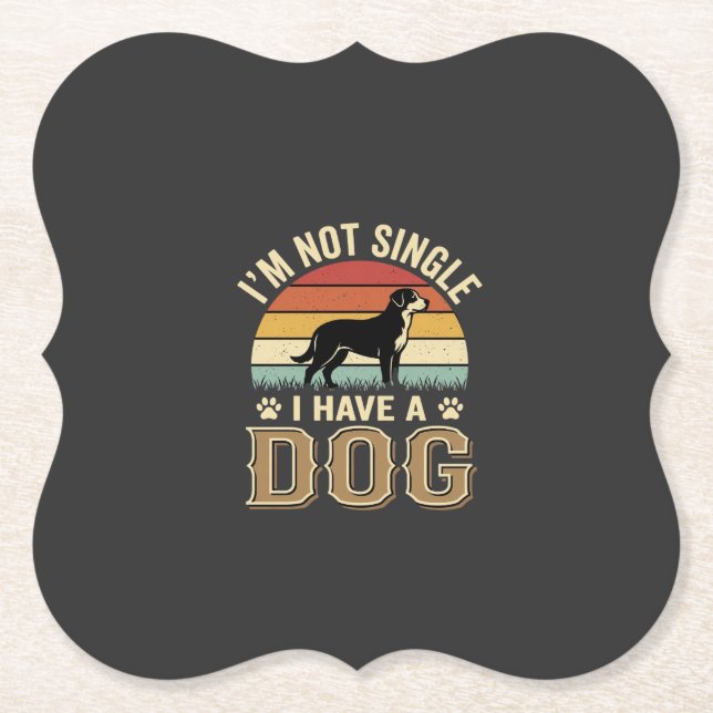 Im Not Single Dog Lover Vintage Paper Coaster (Front)