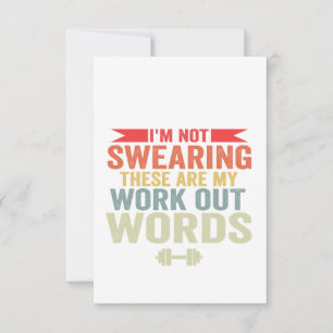 I'm Not Swearing These Are my Workout Words Gym Thank You Card