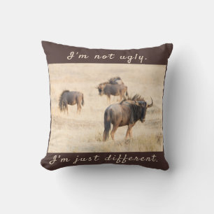 I'm not ugly wildebeest photo with text cushion