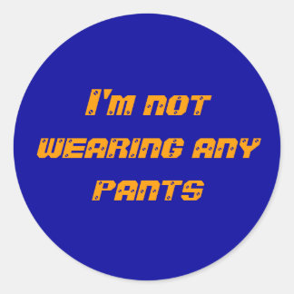 I'm not wearing any pants classic round sticker
