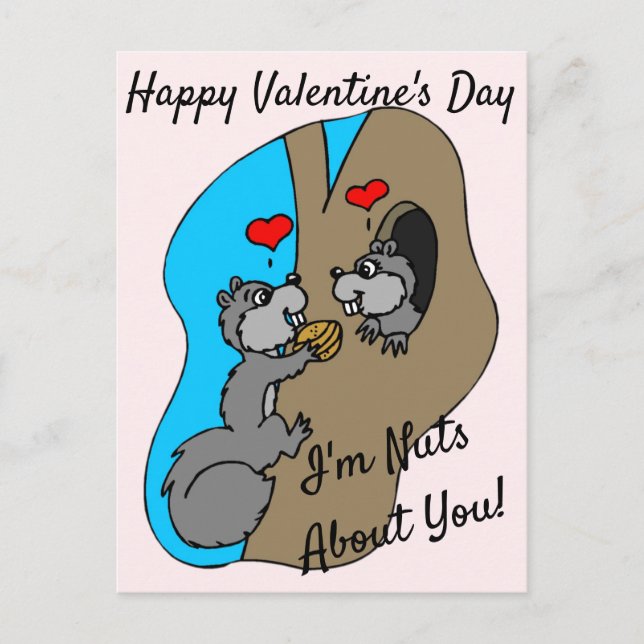 I'm Nuts About You, Squirrel Happy Valentine's Day Postcard (Front)