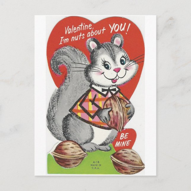 "I'm Nuts About You" Valentine Holiday Postcard (Front)
