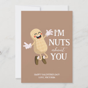 i'm nuts about you Valentine's peanuts humour Holiday Card