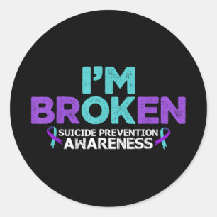 Im Ok Im Broken Suicide Prevention Awareness Semic Classic Round Sticker