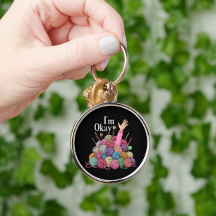 Im okay crochet for women funny knitting key ring