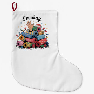 I'm Okay Funny Quilting Christmas Lovers Large Christmas Stocking