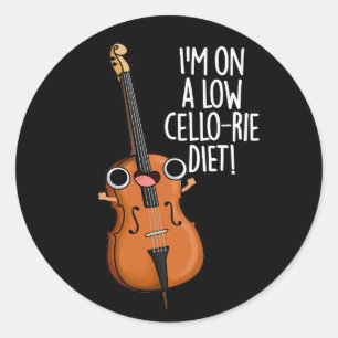 I'm On A Low Cello-rie Diet Cello Pun Dark BG Classic Round Sticker