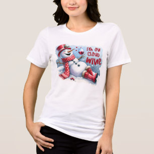 I'm on cloud nine funny Snowman Drinking Wine Tri-Blend Shirt