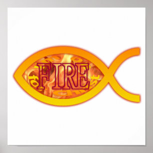 I'm on FIRE for Christ - Christian Fish Symbol Poster
