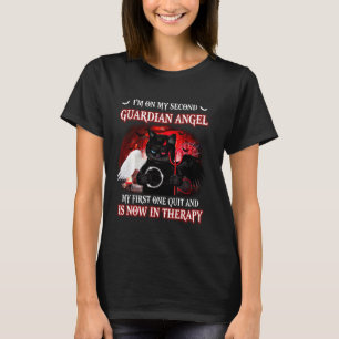 I'm On My Second Guardian Angel Cool Black Cat Hal T-Shirt