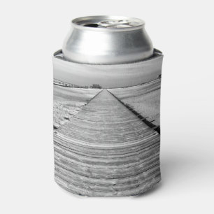 I'm on my way to the beach black and white photo can cooler