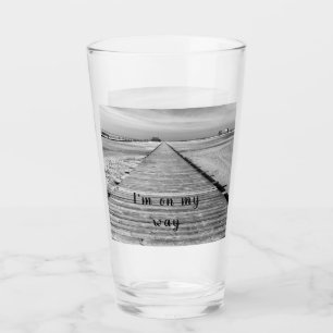 I'm on my way to the beach black and white photo  glass