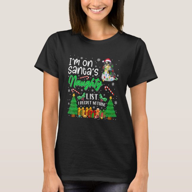 I'm On Santa's Naughty Cute Shih Tzu Dog Lover Xma T-Shirt (Front)