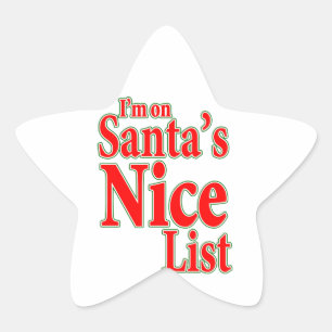 I'm on Santa's Nice List Star Sticker