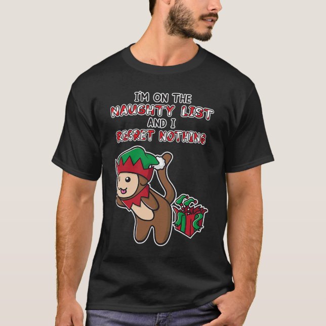 I'm on the Naughty List and I Regret Nothing Funny T-Shirt (Front)