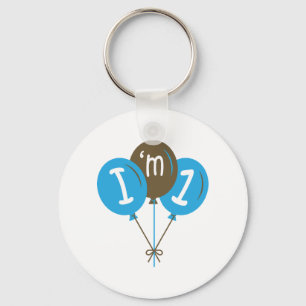 I'm One 1st Birthday Blue Balloon Gift Key Ring