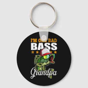 I'm One Bad B Grandpa B Fishing Father's Day Gift  Key Ring
