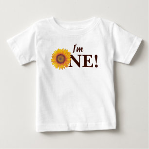 I'm One! Sunflower First Birthday Baby T-Shirt