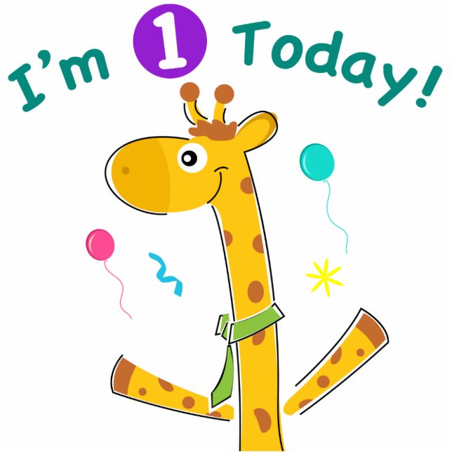 I'm One Today - Giraffe Design Standing Photo Sculpture (Front)