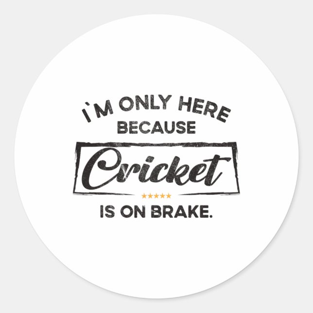 Im Only Here Because Cricket  Classic Round Sticker (Front)