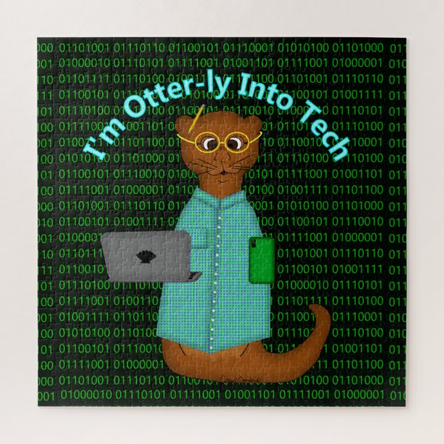 I'm Otter-ly Into Tech Jigsaw Puzzle (Vertical)