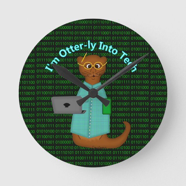 I'm Otter-ly Into Tech Round Clock (Front)