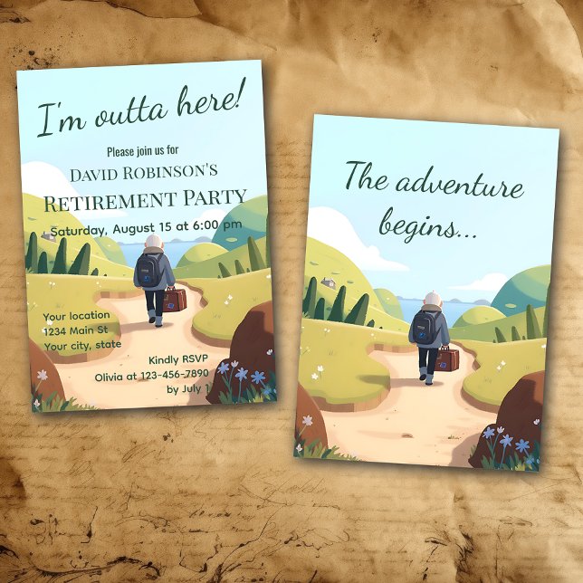 I'm Outta Here Retirement Party Retro Invitation (Creator Uploaded)