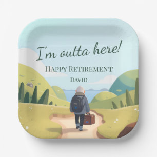 I'm Outta Here Retirement Party Retro Paper Plate