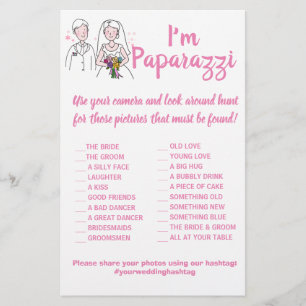 I'm paparazzi Game Card Pink Love Wedding Flyer
