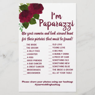 I'm paparazzi Game Card Red Flower Wedding