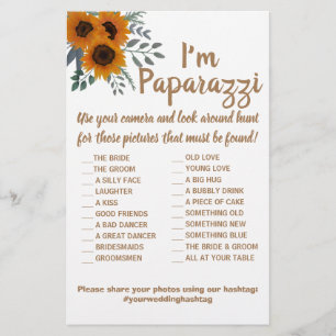 I'm paparazzi Game Card Sunflowers Wedding