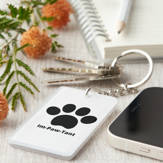Im-Paw-Tant Circle Double-sided Acrylic Keychain (Front Right)