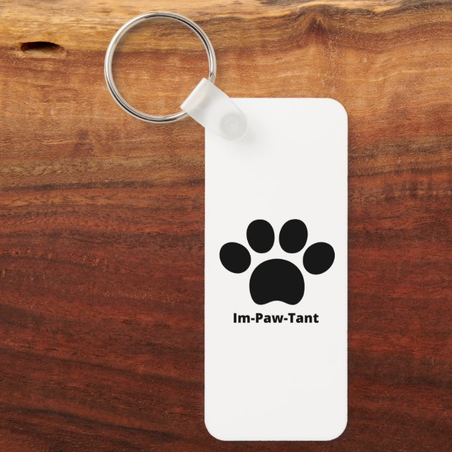 Im-Paw-Tant Rectangle Aluminium Keychain (Front)