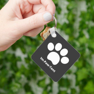 Im-Paw-Tant Square Aluminium Keychain