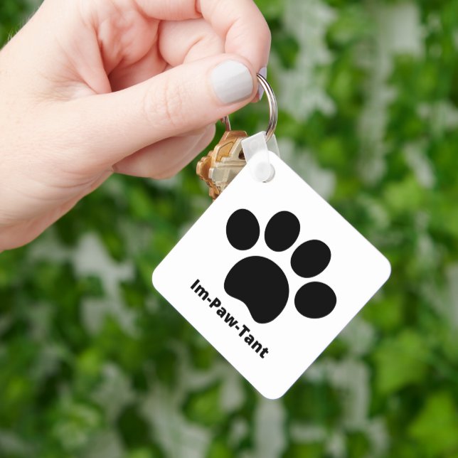 Im-Paw-Tant Square Aluminium Keychain (Hand)