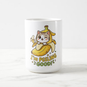 I'm Peeling Good - Funny Kawaii Banana Cat Pun Coffee Mug
