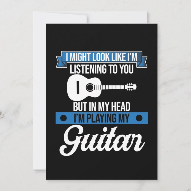 I'm Playing Guitar Music Player Musician Guitarist Thank You Card (Front)