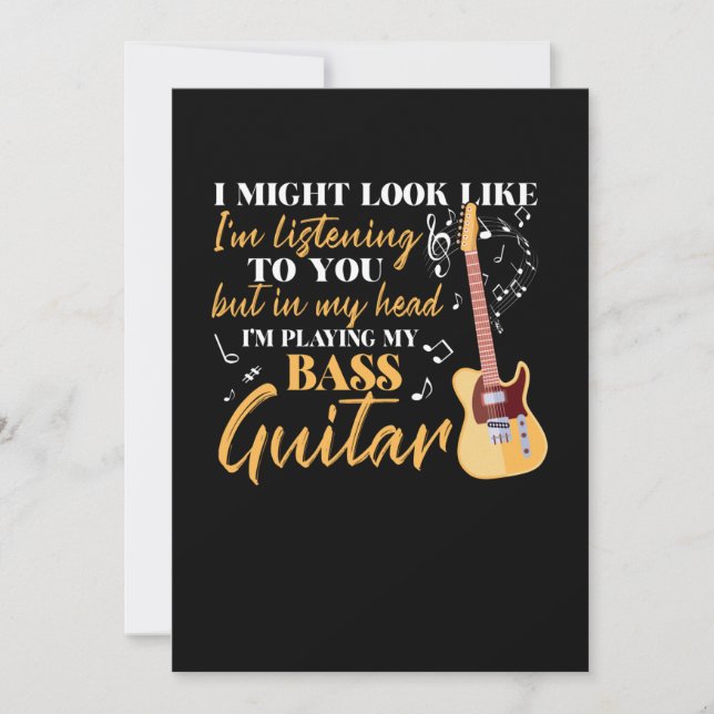 I'm Playing My Bass Guitar Thank You Card (Front)