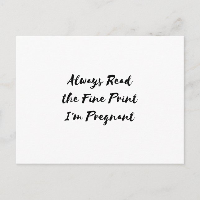 I'm Pregnant Pregnancy For Women Humour Postcard (Front)