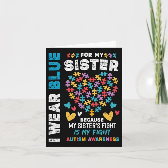 I'm Proud Brother I Wear Blue For My Sister Autism Card (Front)
